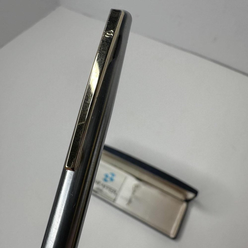 Vintage Sheaffer Silver Fountain Pen & Ballpoint Pen Set W Case Made In USA - Picture 8 of 11